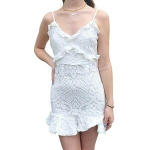 melrose sleeveless crochet & ruffle detail dress pink Melrose Sleeveless Crochet & Ruffle Detail Dress Blue